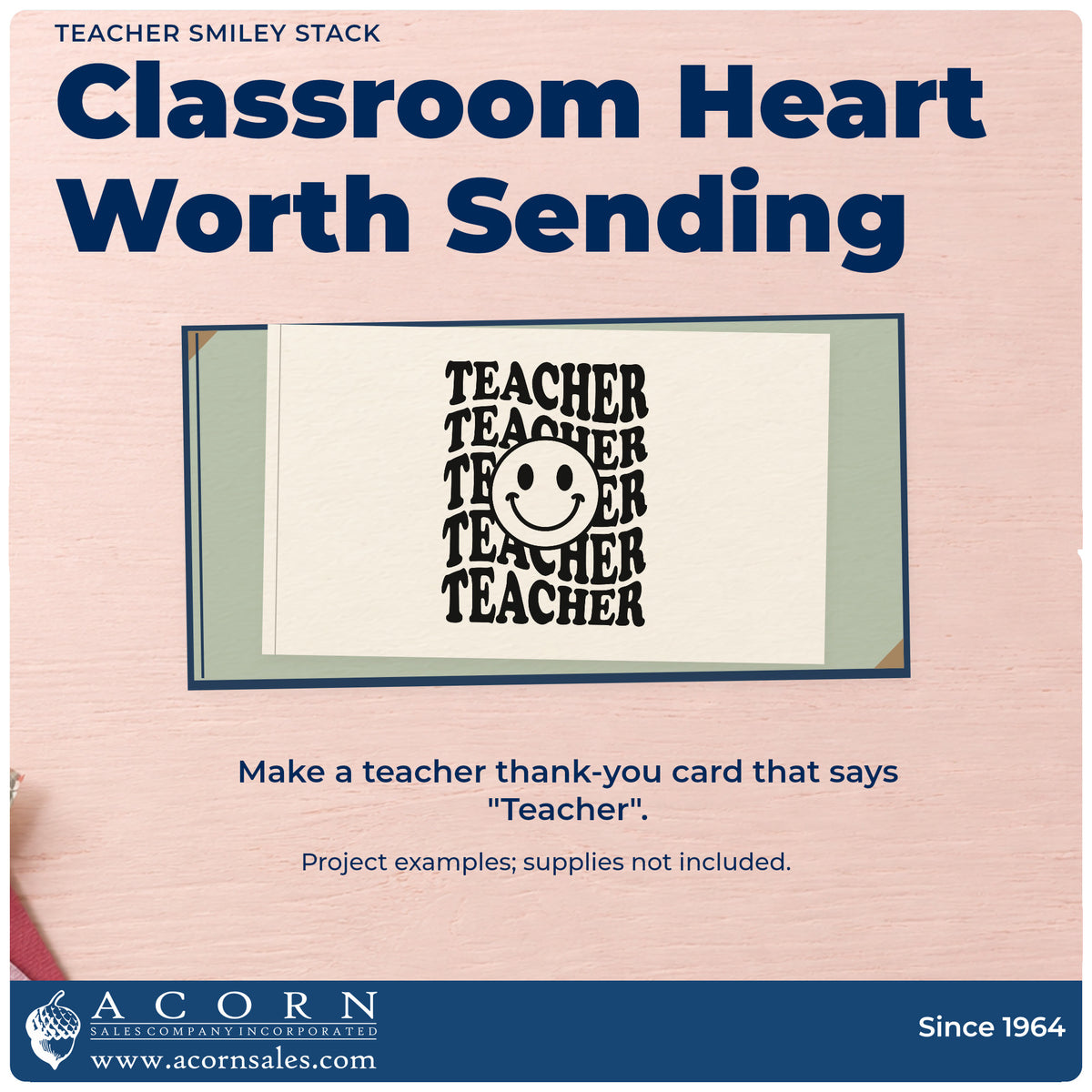 A finished handmade project stamped with the Premium Wooden Teacher Smiley Stack Serif Lettering Stamp - Vintage Pro, ideal for team teaching tags.