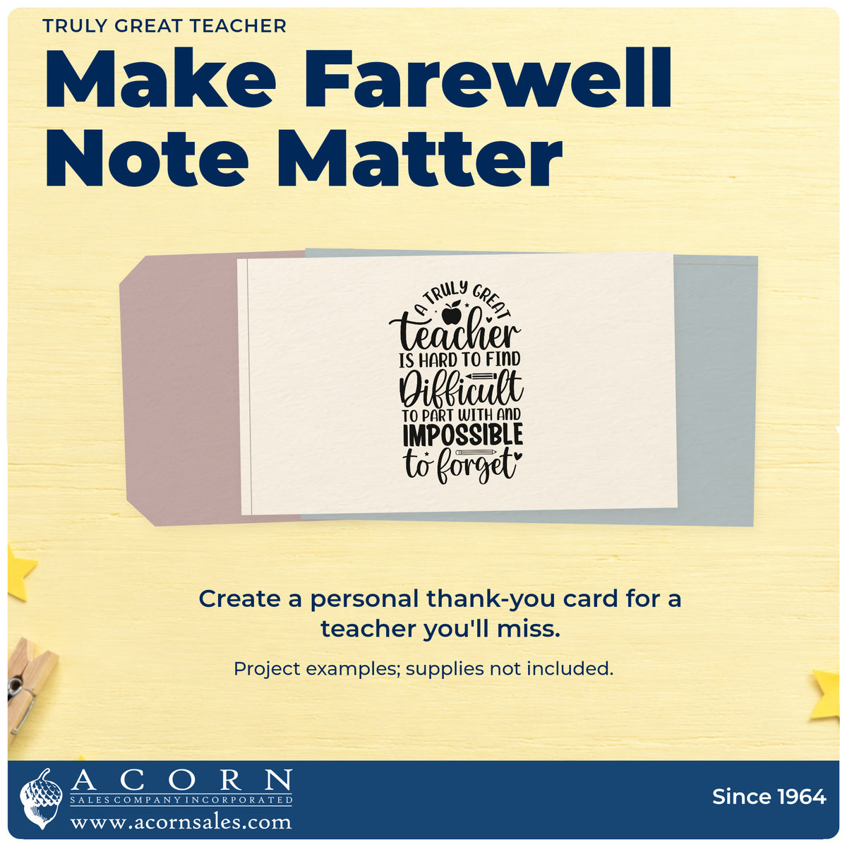 A finished handmade project stamped with the Truly Great Teacher Apple Rubber Stamp – Wood Handle, ideal for transfer day tags.