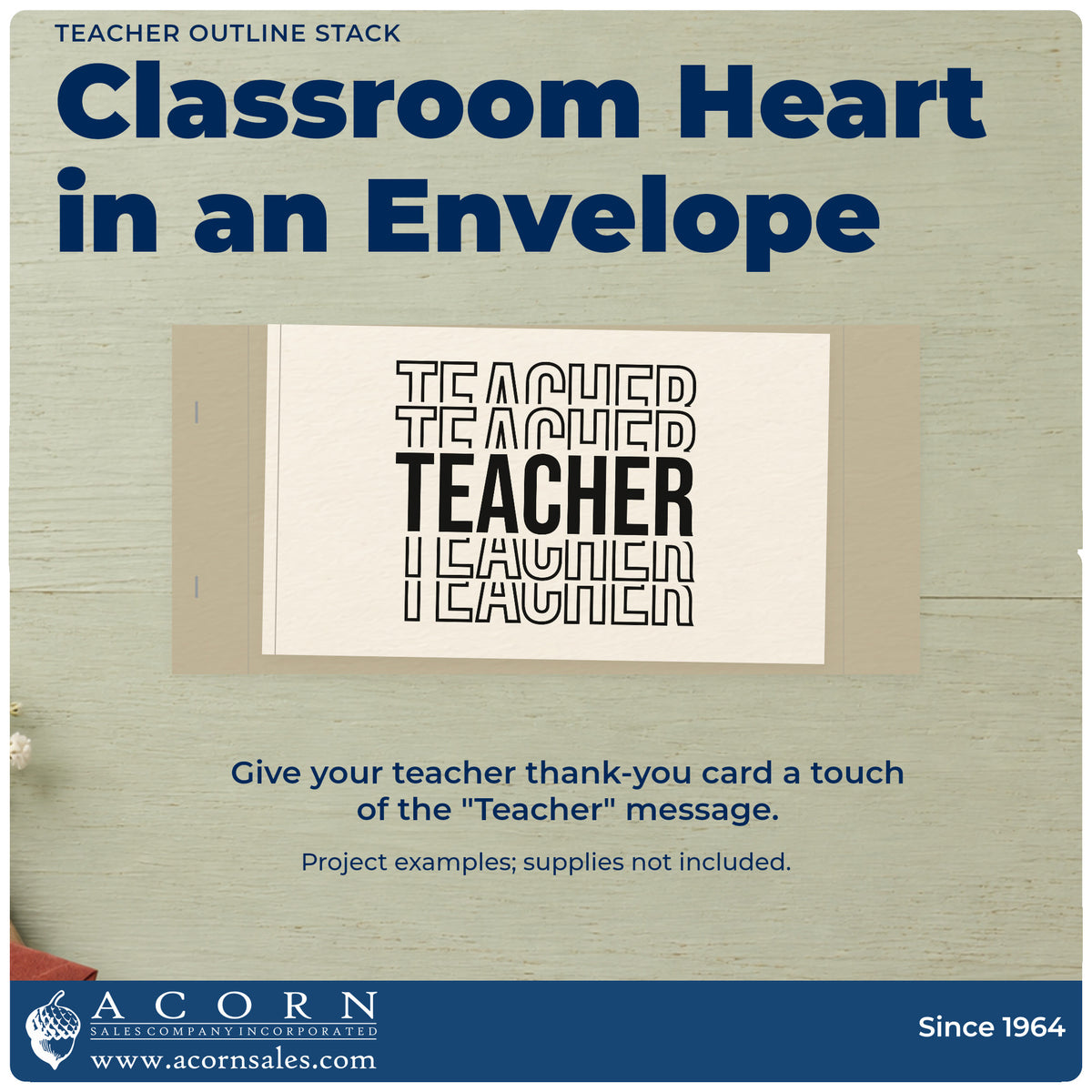 A finished handmade project stamped with the Teacher Outline Stack Hand Stamp – Duo, ideal for anniversary tags.