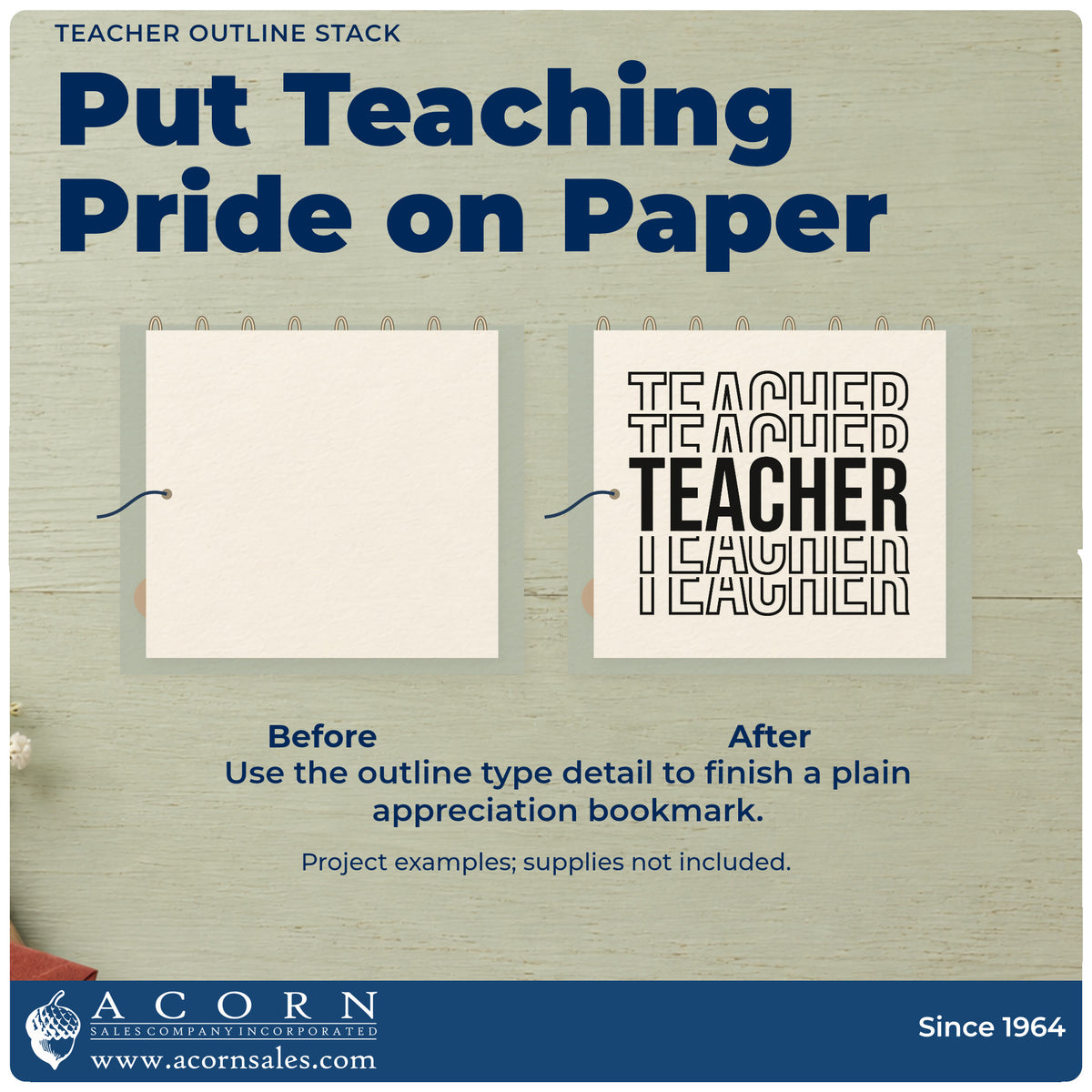 Before and after of a plain item finished with the Premium Wooden Teacher Outline Stack Stamp - Vintage Pro, a quick upgrade for locker bank labels.