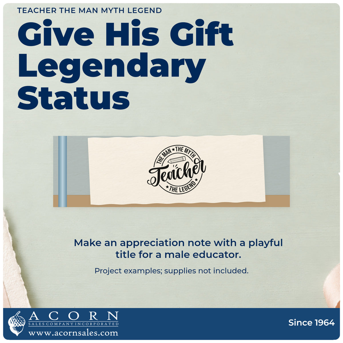 A finished handmade project stamped with the Teacher The Man Myth Legend Pencil Stamp – Slim Pre-Inked, ideal for coach gift tags.