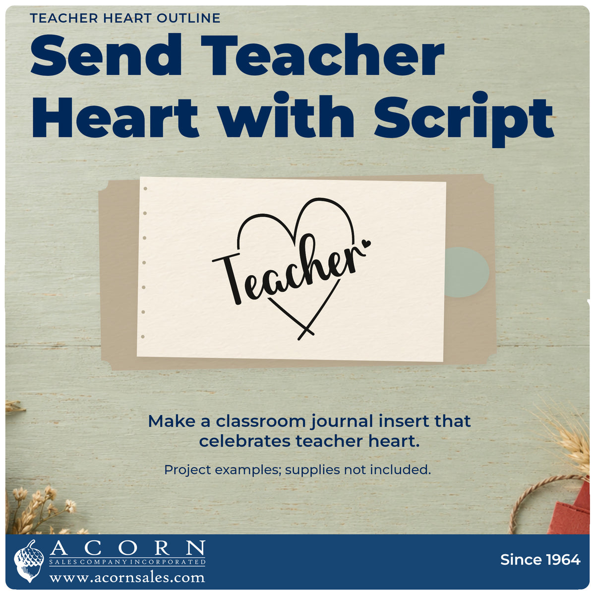 A finished handmade project stamped with the Teacher Heart Outline Rubber Stamp – Wood Handle, ideal for valentine class tags.