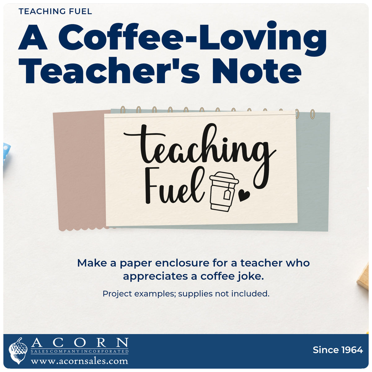 A finished handmade project stamped with the Teaching Fuel With Hearts Rubber Stamp – Wood Handle, ideal for coffee card tags.
