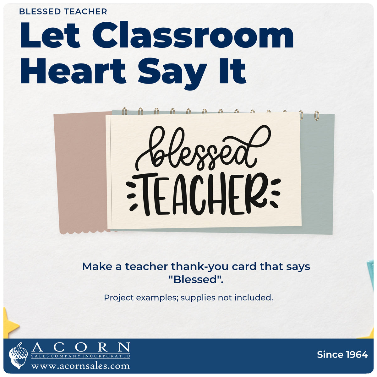 A finished handmade project stamped with the Premium Wooden Blessed Teacher Lettering Stamp - Vintage Pro, ideal for chapel gift tags.