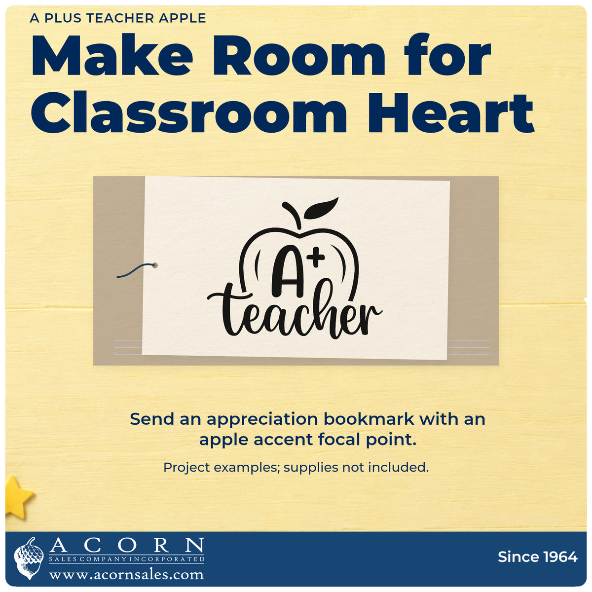 A finished handmade project stamped with the A Plus Teacher Apple Script Lettering Wood-Mounted Rubber Stamp, ideal for report card tags.
