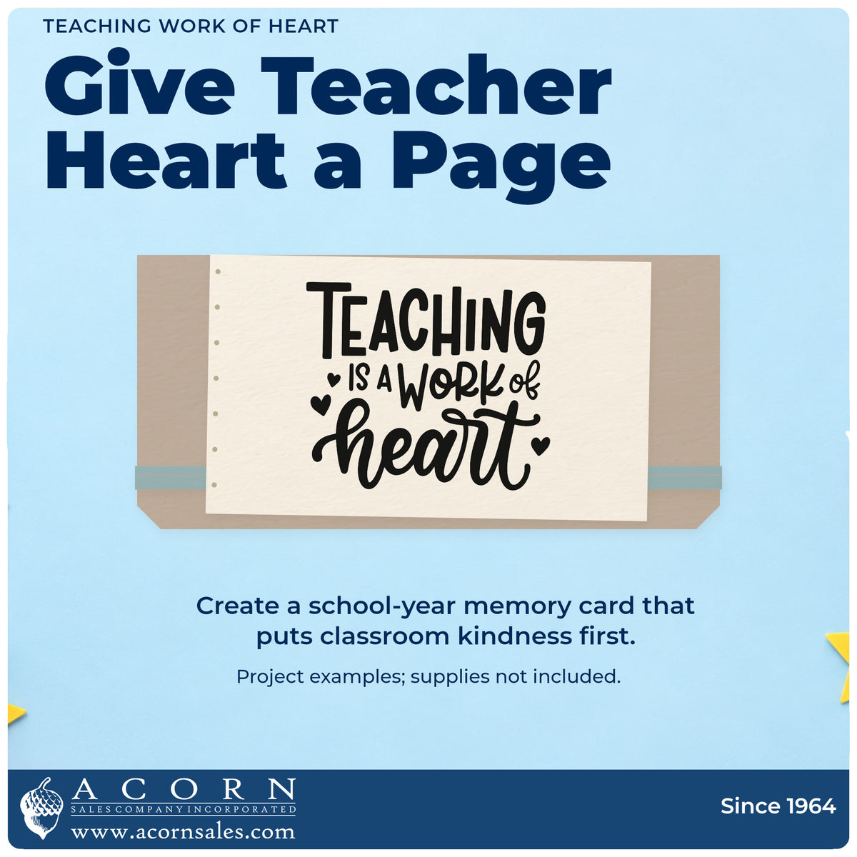 A finished handmade project stamped with the Teaching Is A Work Of Heart Pre-Inked Stamp – PSI, ideal for buddy class tags.