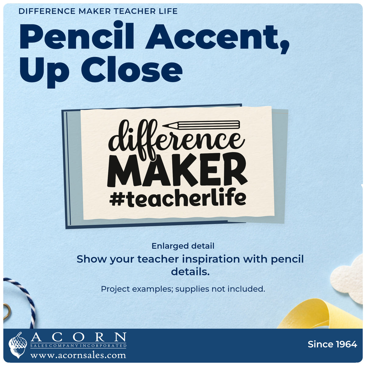 Enlarged detail of the Difference Maker Teacher Life Pencil Stamp – Premium Vintage Pro Wooden imprint. A pencil sits above "Difference maker" and "#teacherlife."