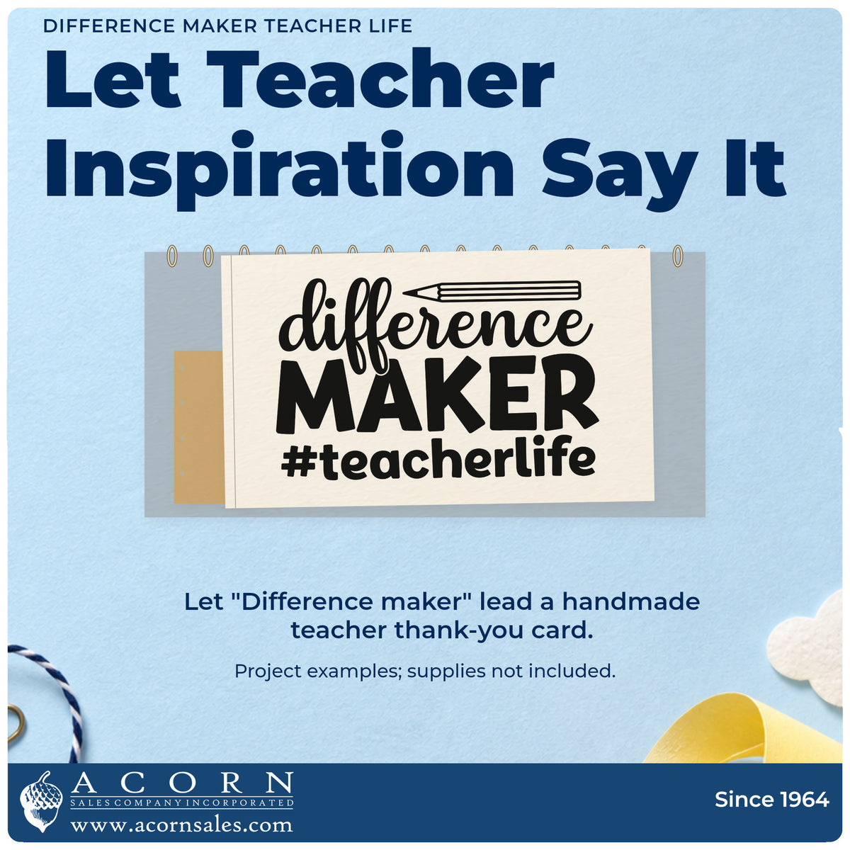 A finished handmade project stamped with the Difference Maker Teacher Life Pencil Stamp – Premium Vintage Pro Wooden, ideal for shoutout board tags.