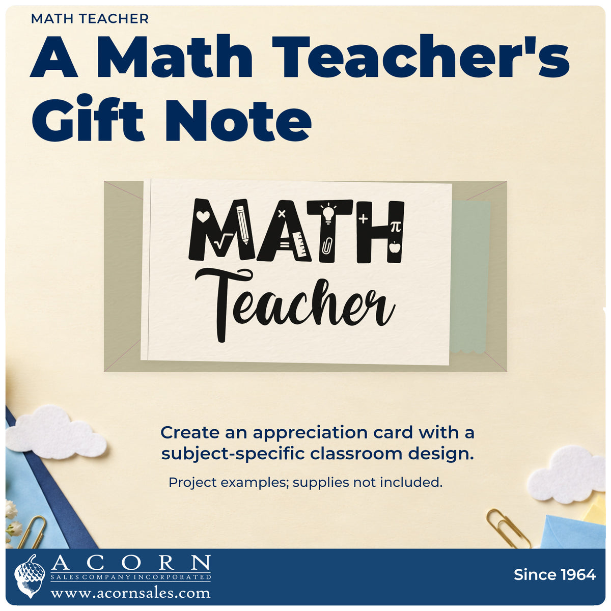 A finished handmade project stamped with the Math Teacher Stamp – PSI Pre-Inked, ideal for formula sheet tags.