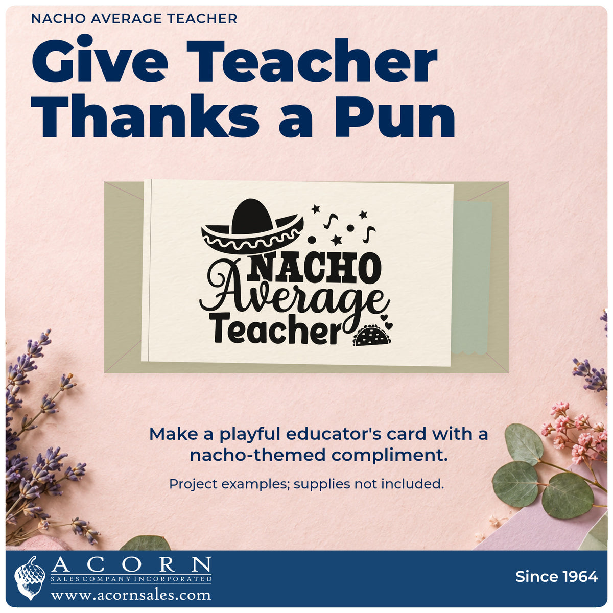 A finished handmade project stamped with the Pre-Inked Nacho Average Teacher With Stars Stamp – PSI, ideal for taco bar tags.