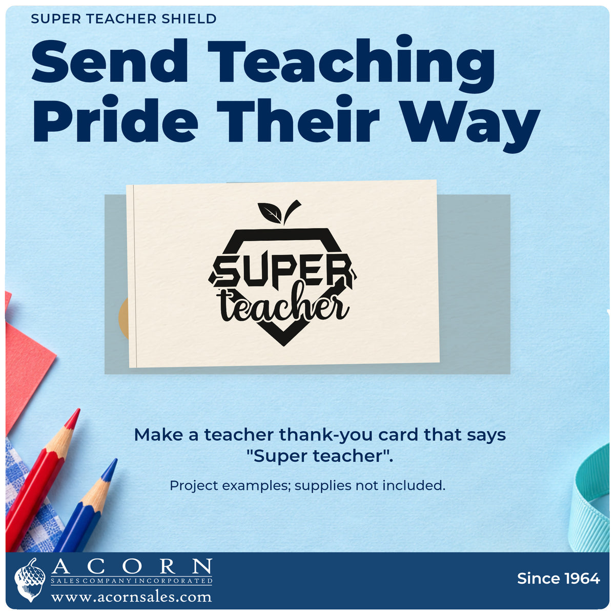 A finished handmade project stamped with the Super Teacher Shield Rubber Stamp – Duo Hand, ideal for nominee badge tags.