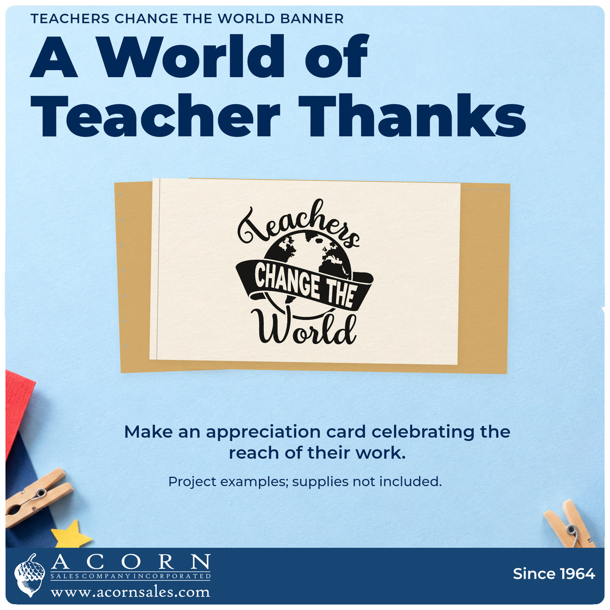 A finished handmade project stamped with the Teachers Change The World Banner Premium Wood-Mounted Stamp – Vintage Pro, ideal for exchange trip tags.