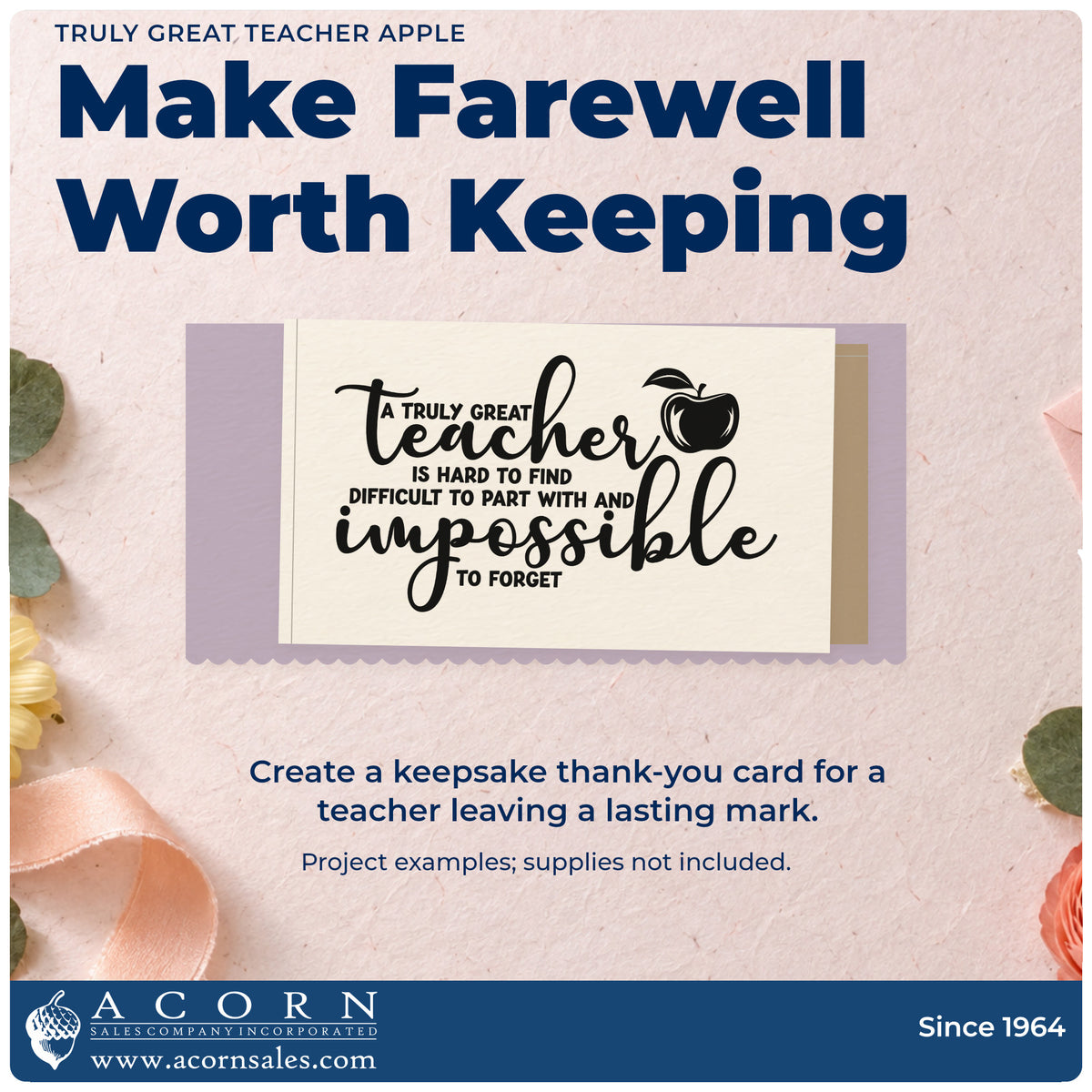 A finished handmade project stamped with the Truly Great Teacher Apple Tribute Premium Wooden Stamp – Vintage Pro, ideal for leaving gift tags.