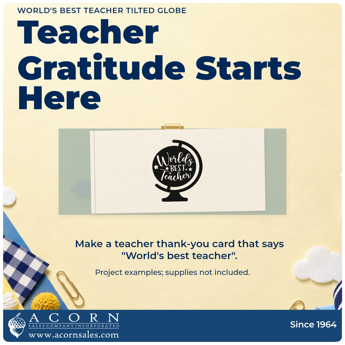 A finished handmade project stamped with the World's Best Teacher Tilted Globe With Stars Premium Wooden Stamp – Vintage Pro, ideal for star award tags.