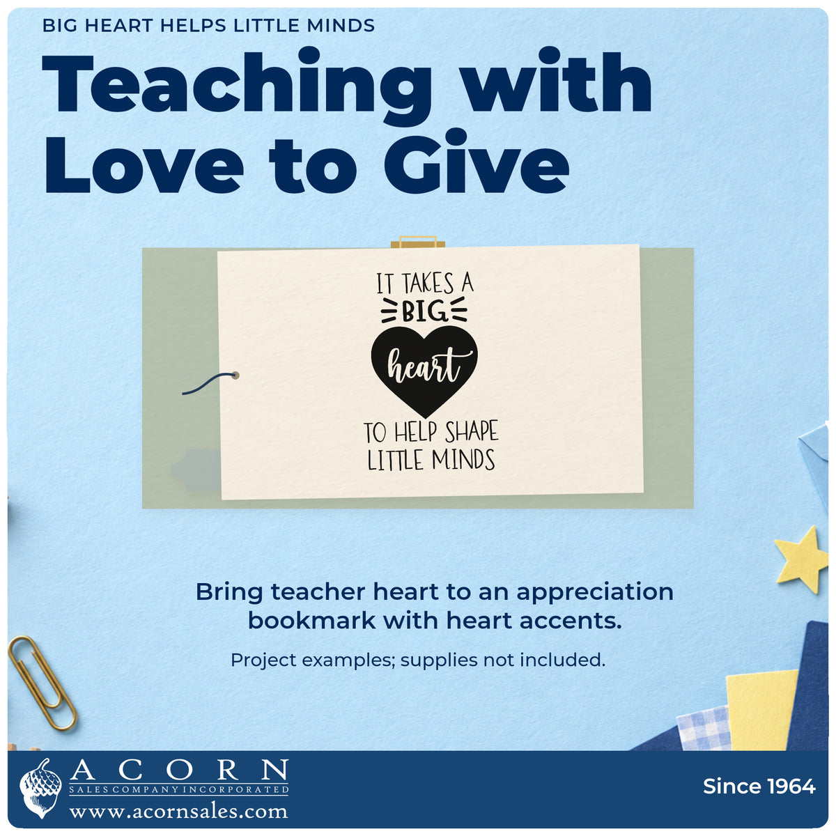 A finished handmade project stamped with the Big Heart Helps Little Minds Script Lettering Self-Inking Stamp, ideal for settling in tags.
