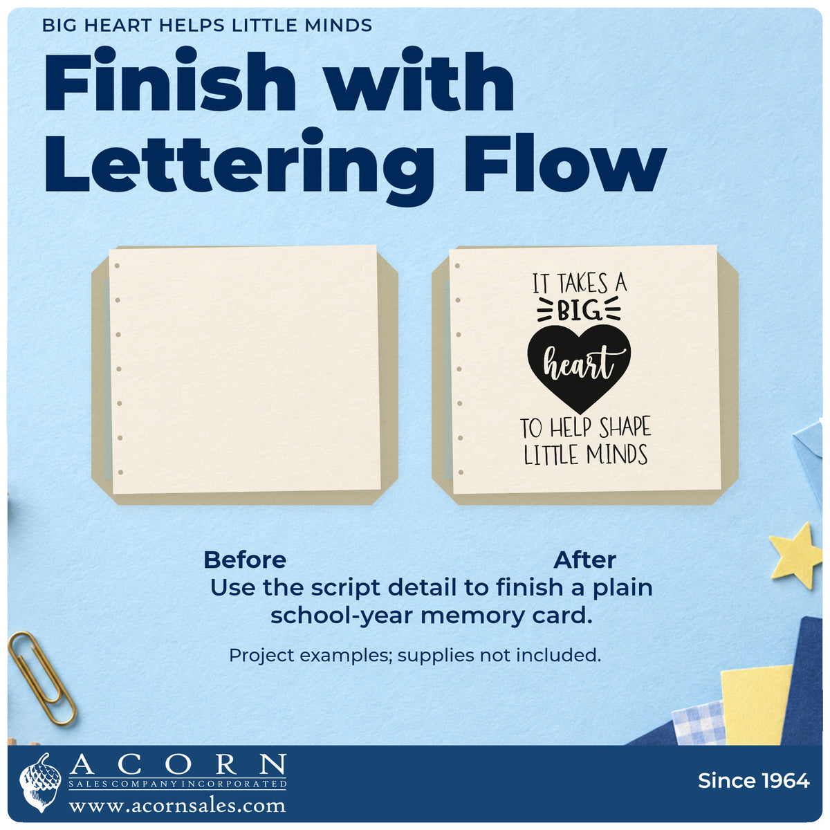Before and after of a plain item finished with the Big Heart Helps Little Minds Script Lettering Wood-Mounted Rubber Stamp, a quick upgrade for pram blanket seals.