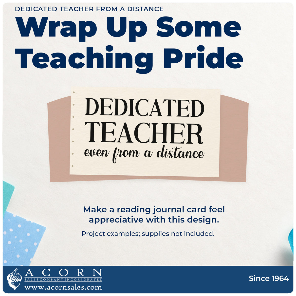 A finished handmade project stamped with the Dedicated Teacher From A Distance Slim Pre-Inked Stamp, ideal for care parcel tags.
