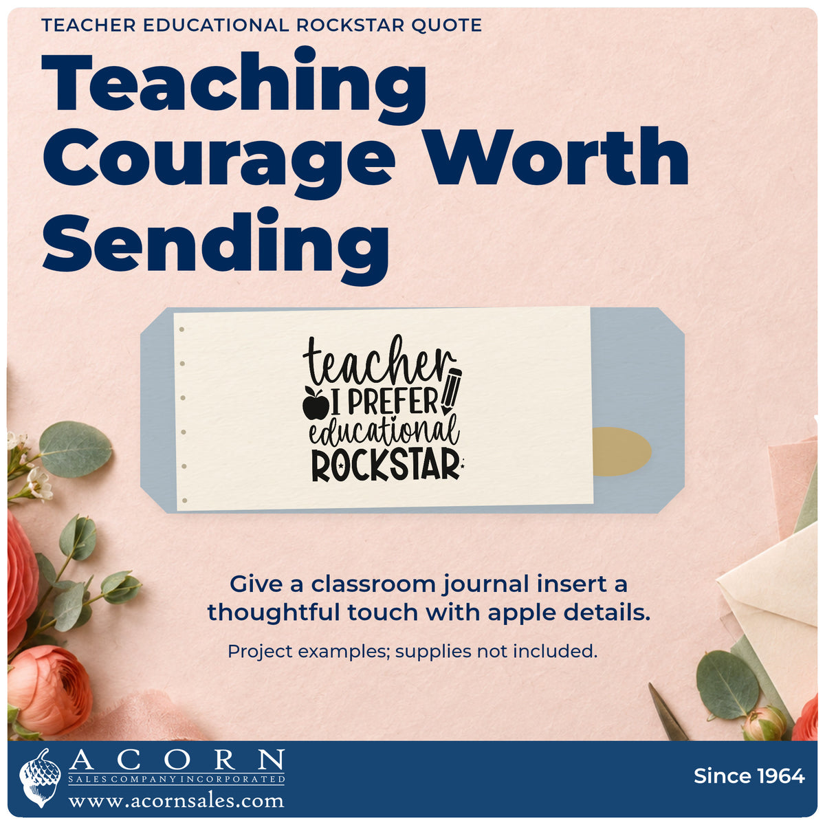 A finished handmade project stamped with the Teacher Educational Rockstar Quote Premium Wooden Stamp – Vintage Pro, ideal for name badge tags.