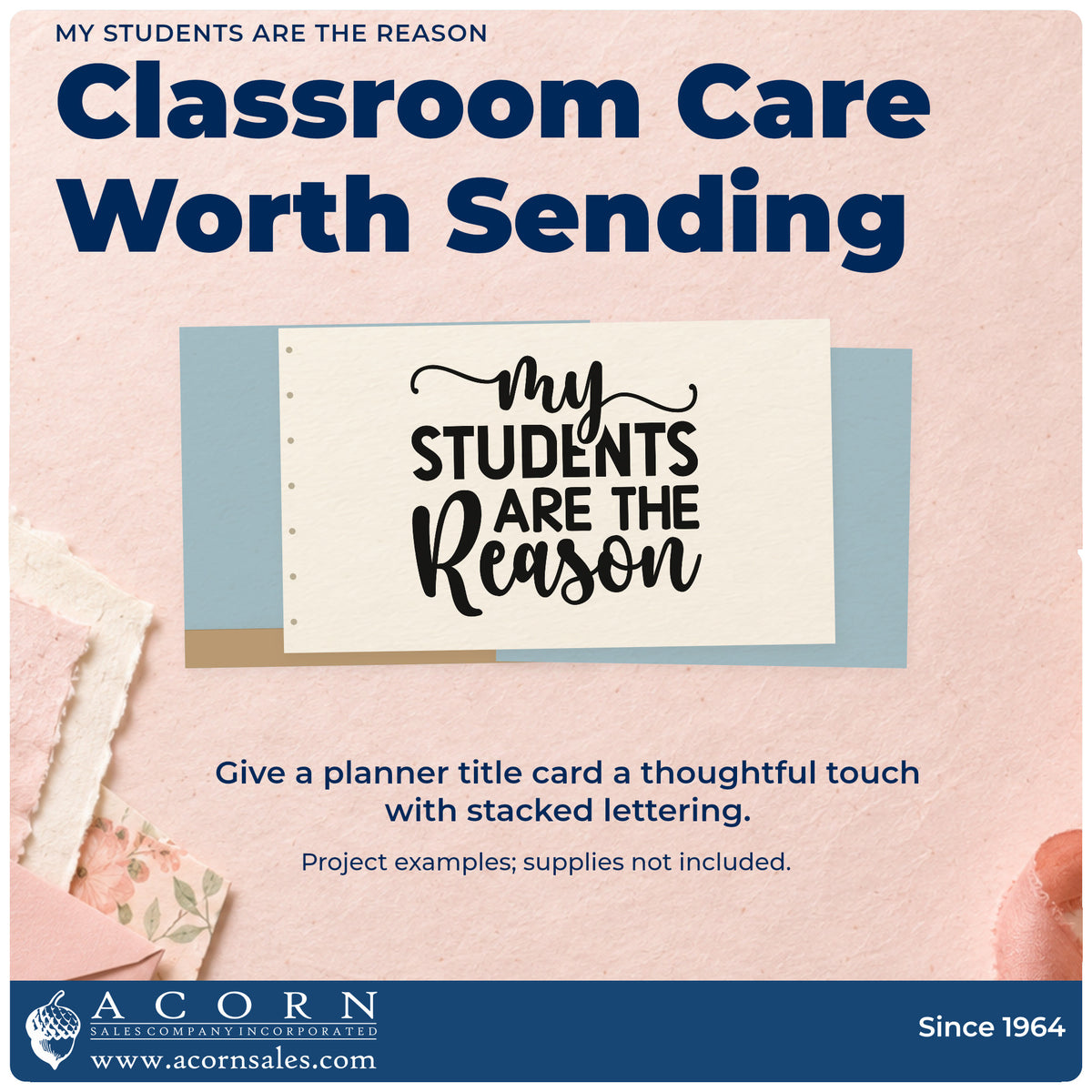 A finished handmade project stamped with the My Students Are The Reason Premium Wooden Stamp – Vintage Pro, ideal for retention gift tags.