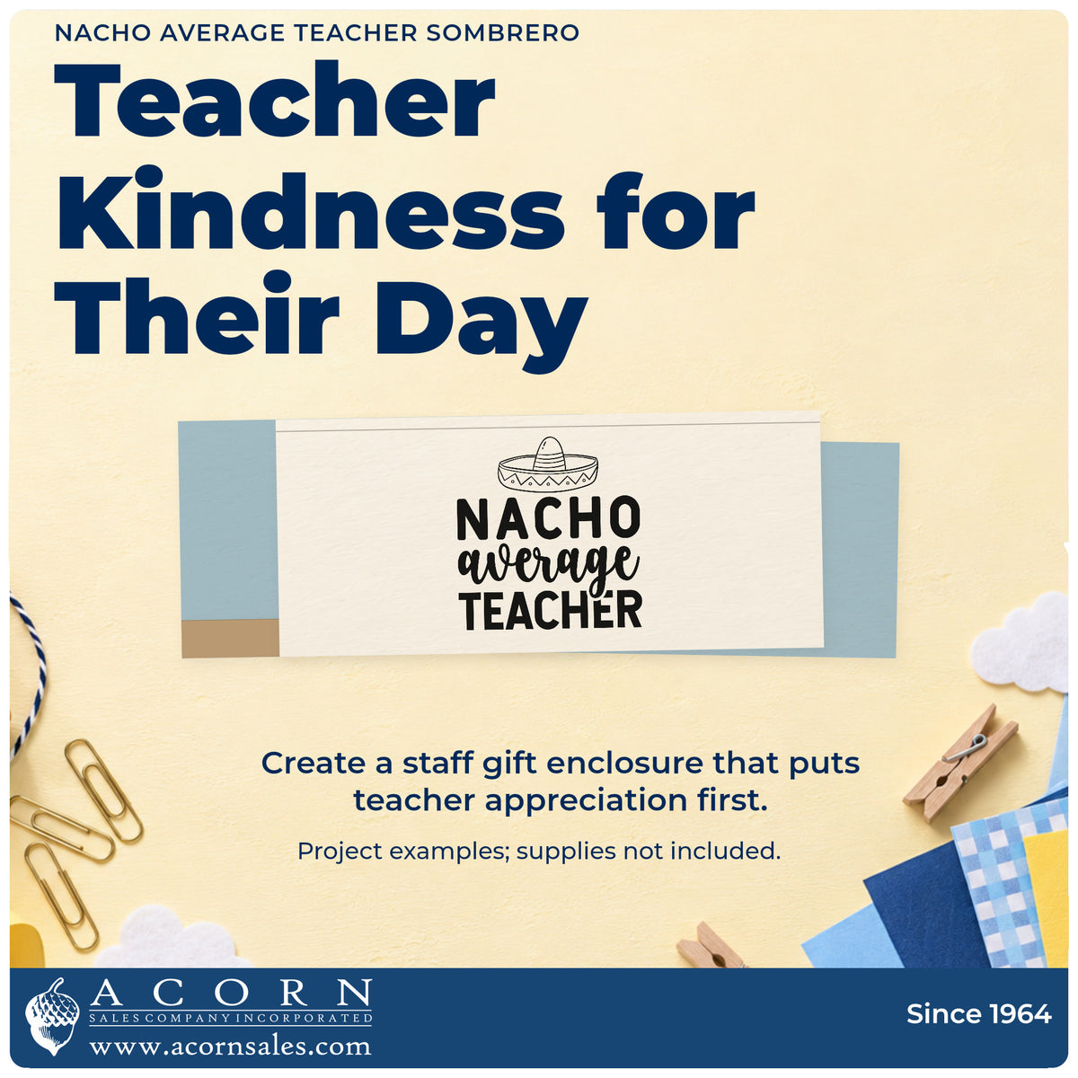 A finished handmade project stamped with the Nacho Average Teacher Sombrero Lettering Stamp – Premium Vintage Pro Wooden, ideal for language club tags.