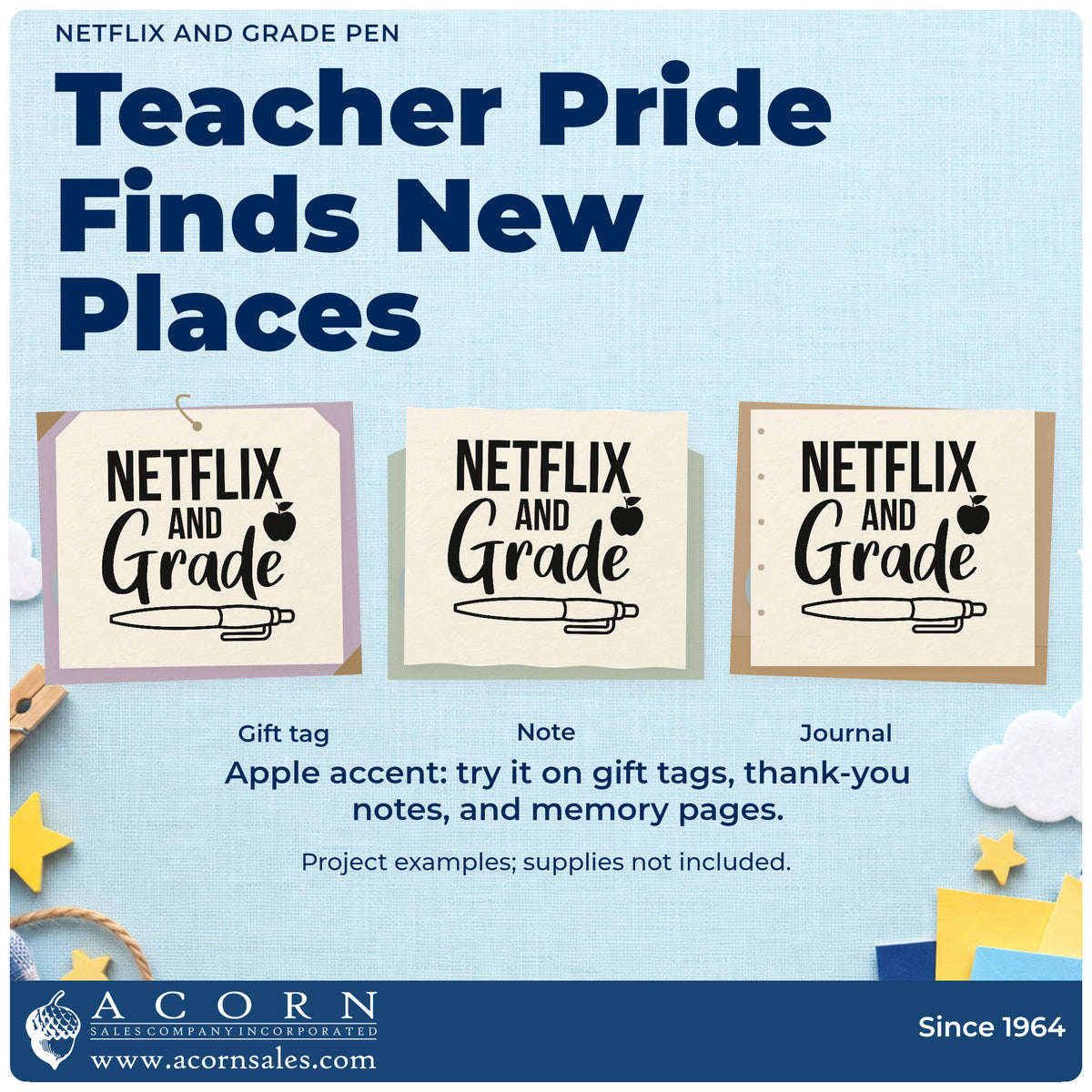 Three project examples made with the Premium Wooden Netflix And Grade Apple And Pen Stamp – Vintage Pro, including watchlist log pages.