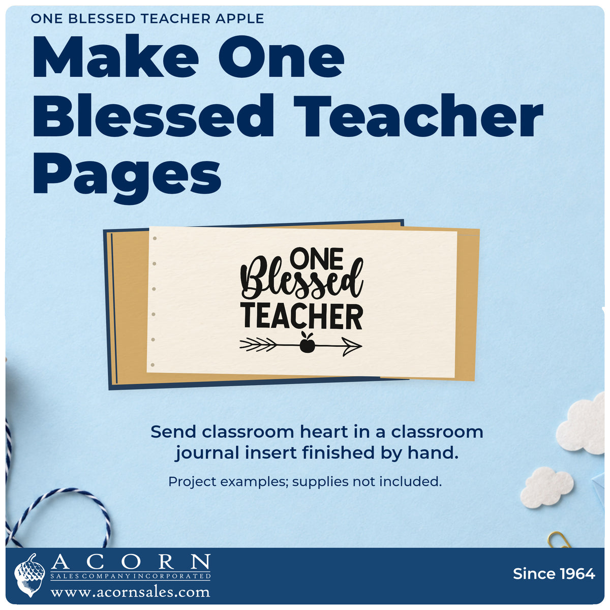 A finished handmade project stamped with the One Blessed Teacher Apple Arrow Pre-Inked Stamp – Slim, ideal for chapel day tags.