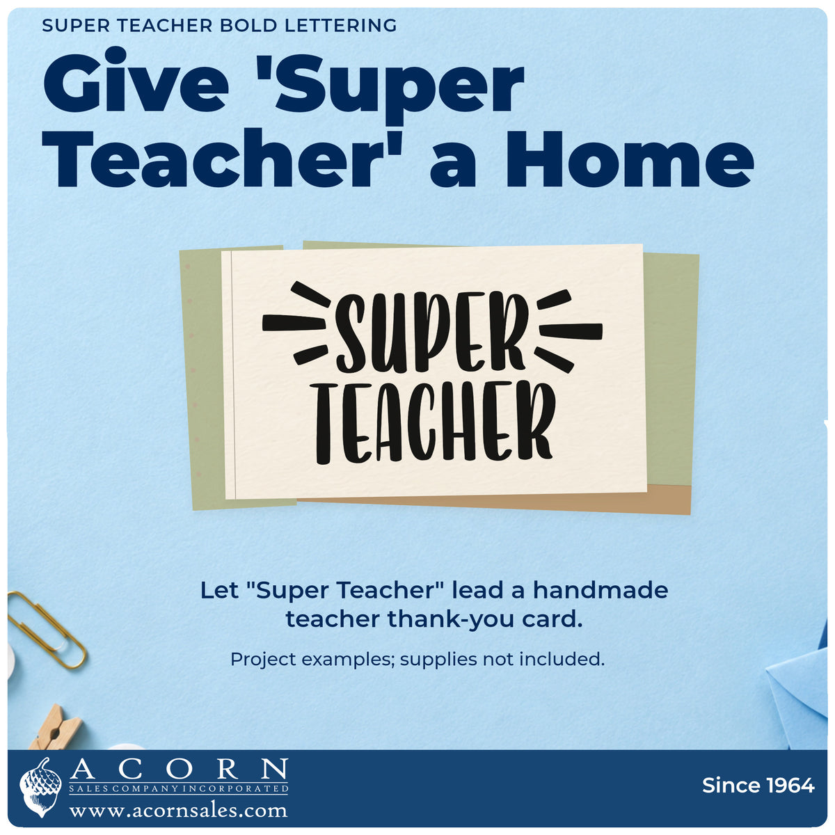 A finished handmade project stamped with the Slim Pre-Inked Super Teacher Bold Lettering Stamp, ideal for praise post tags.