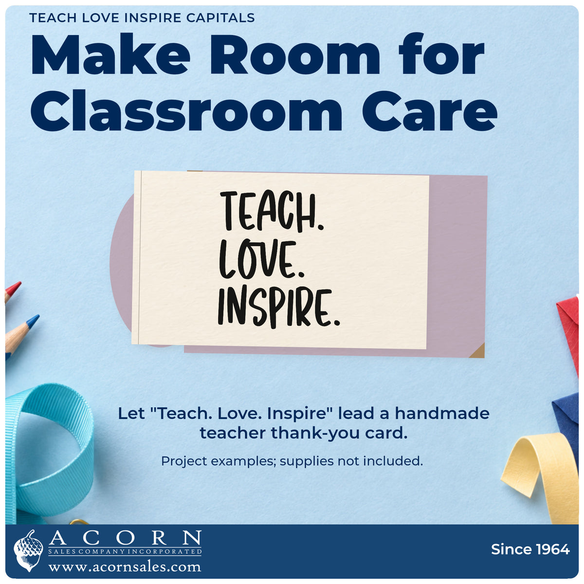 A finished handmade project stamped with the Teach Love Inspire Capitals Block Lettering Stamp – Slim Pre-Inked, ideal for lino block tags.