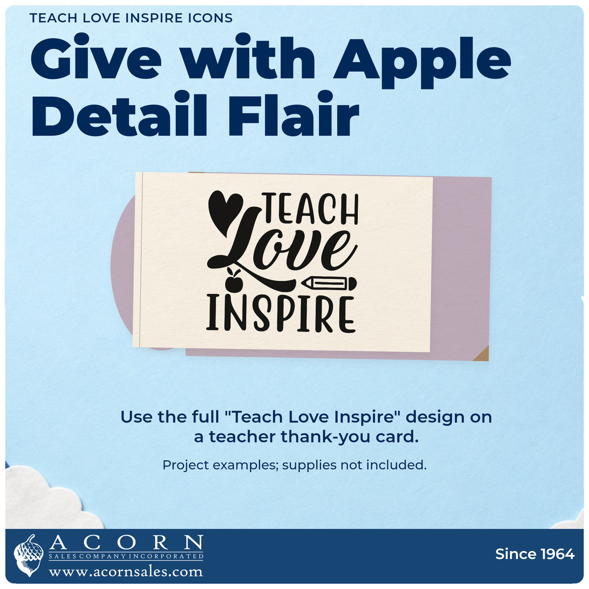 A finished handmade project stamped with the Teach Love Inspire Icons Self-Inking Stamp, ideal for farewell bag tags.