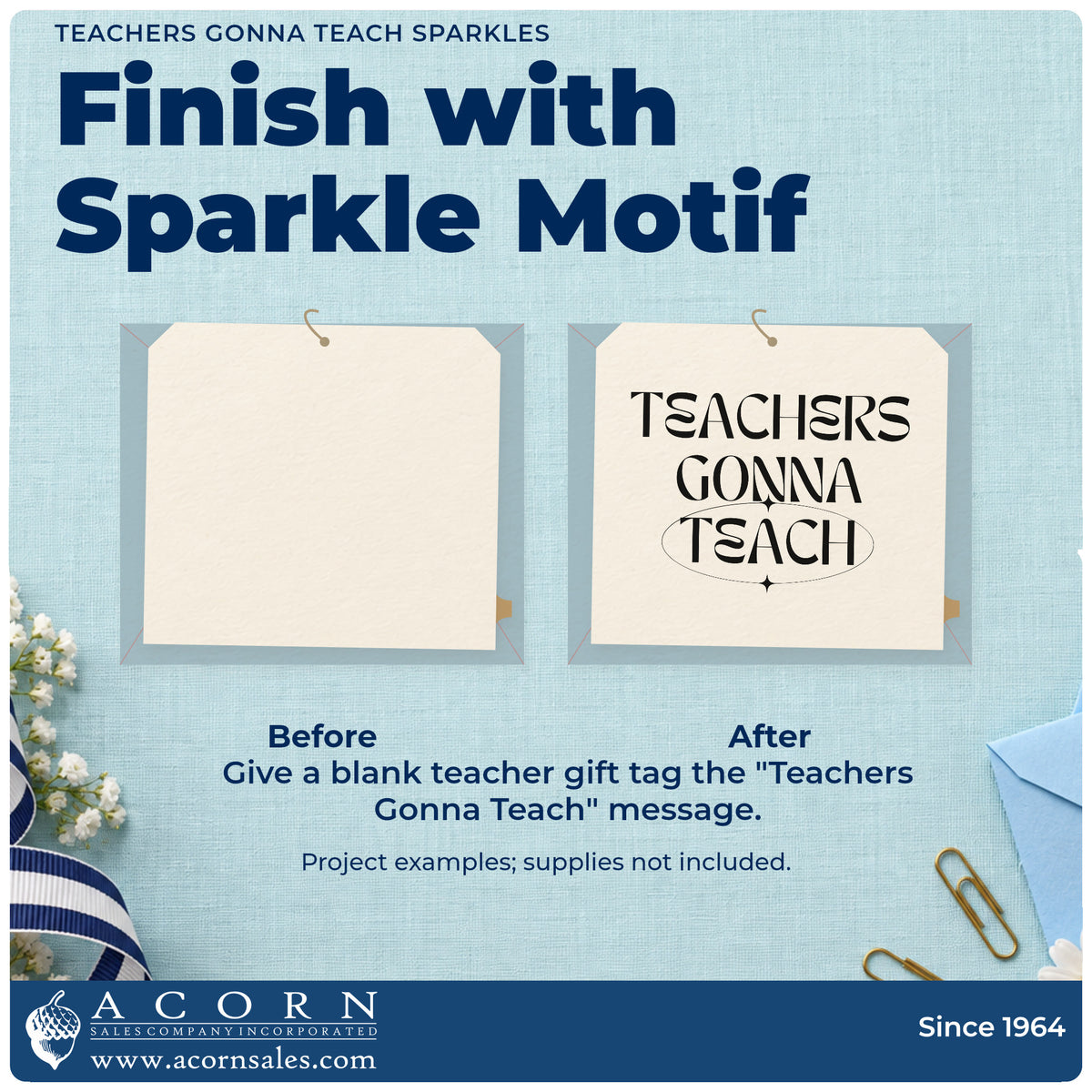 Before and after of a plain item finished with the Teachers Gonna Teach Stamp – Premium Vintage Pro Wooden, a quick upgrade for pay claim seals.