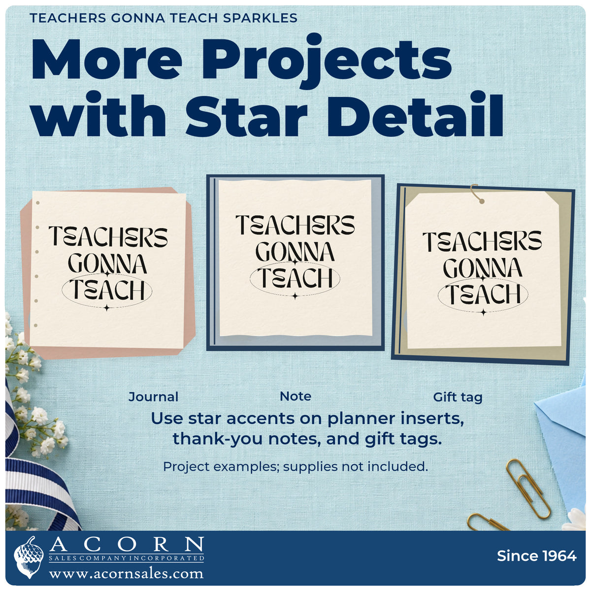 Three project examples made with the Teachers Gonna Teach Stamp – Premium Vintage Pro Wooden, including placard edge labels.
