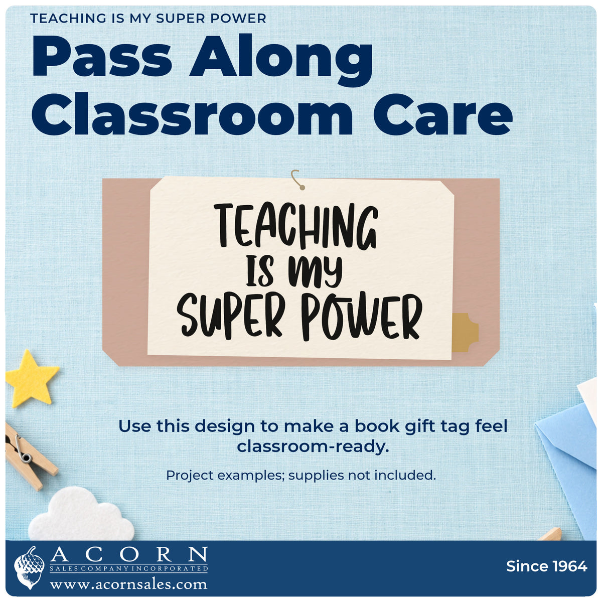 A finished handmade project stamped with the Teaching Is My Super Power Stamp – PSI Pre-Inked, ideal for doodle club tags.