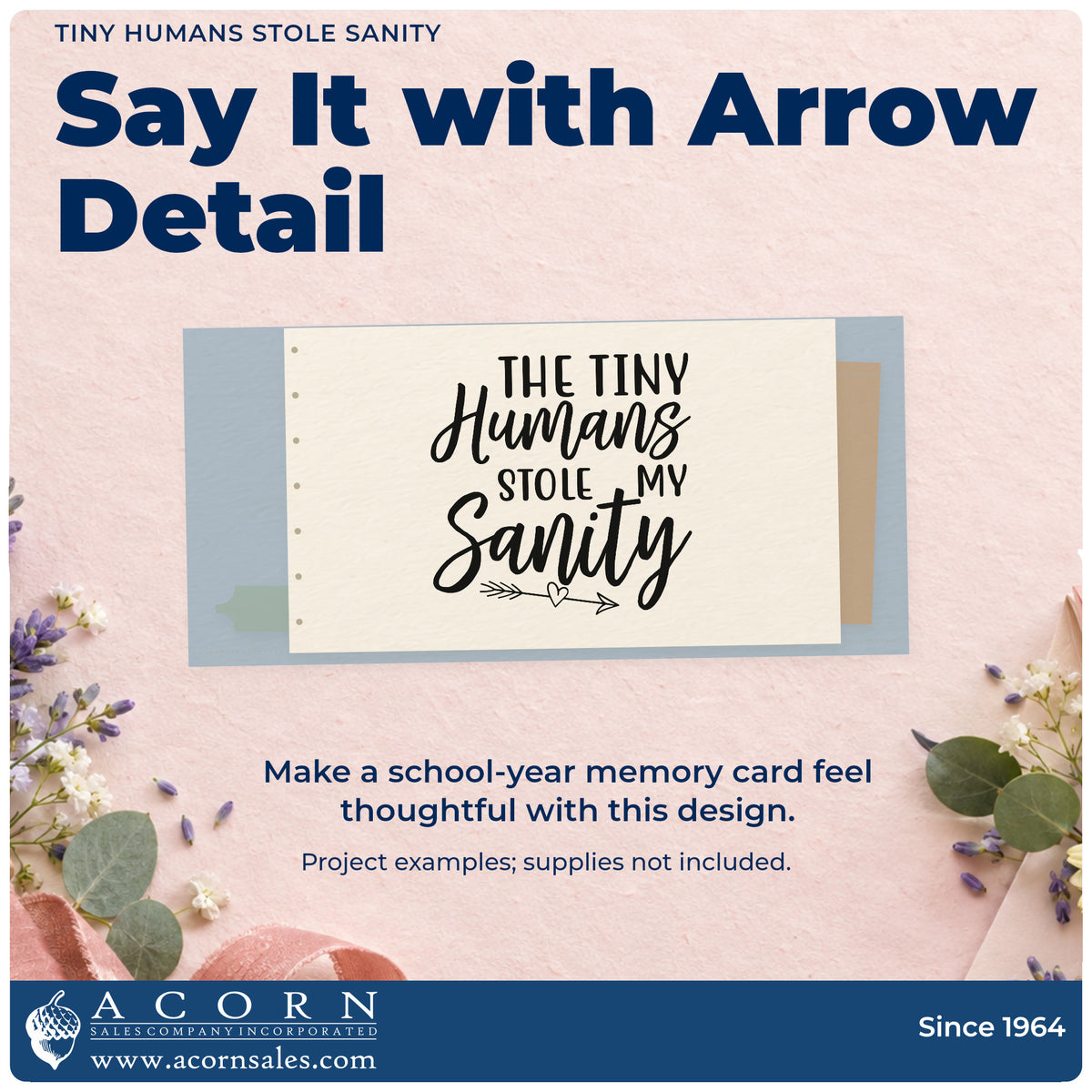A finished handmade project stamped with the Tiny Humans Stole Sanity Pre-Inked Stamp – Slim, ideal for survival kit tags.