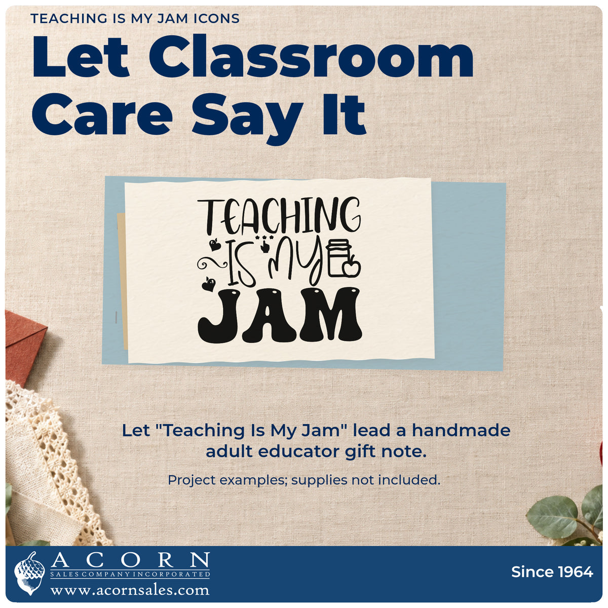 A finished handmade project stamped with the Teaching Is My Jam Icons Apple Stamp – Premium Vintage Pro Wooden, ideal for title swap tags.