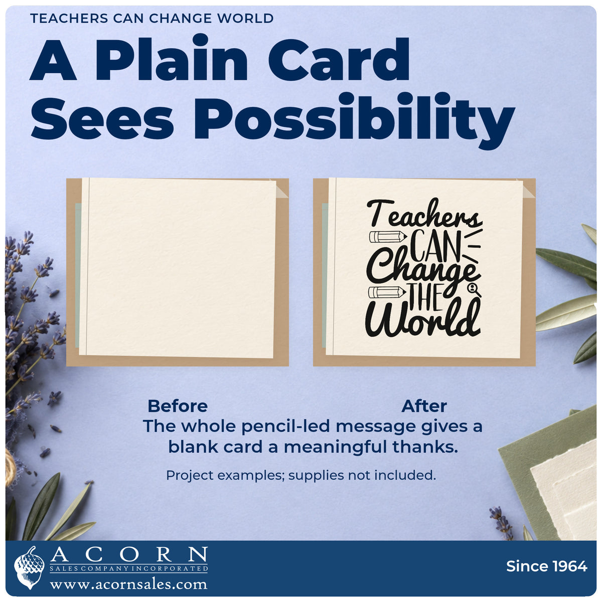 Before and after of a plain item finished with the Teachers Can Change The World Pre-Inked Stamp – PSI, a quick upgrade for case file seals.