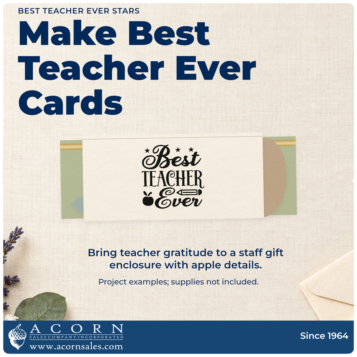 A finished handmade project stamped with the Best Teacher Ever Stars Premium Wood-Mounted Stamp – Vintage Pro, ideal for class vote tags.