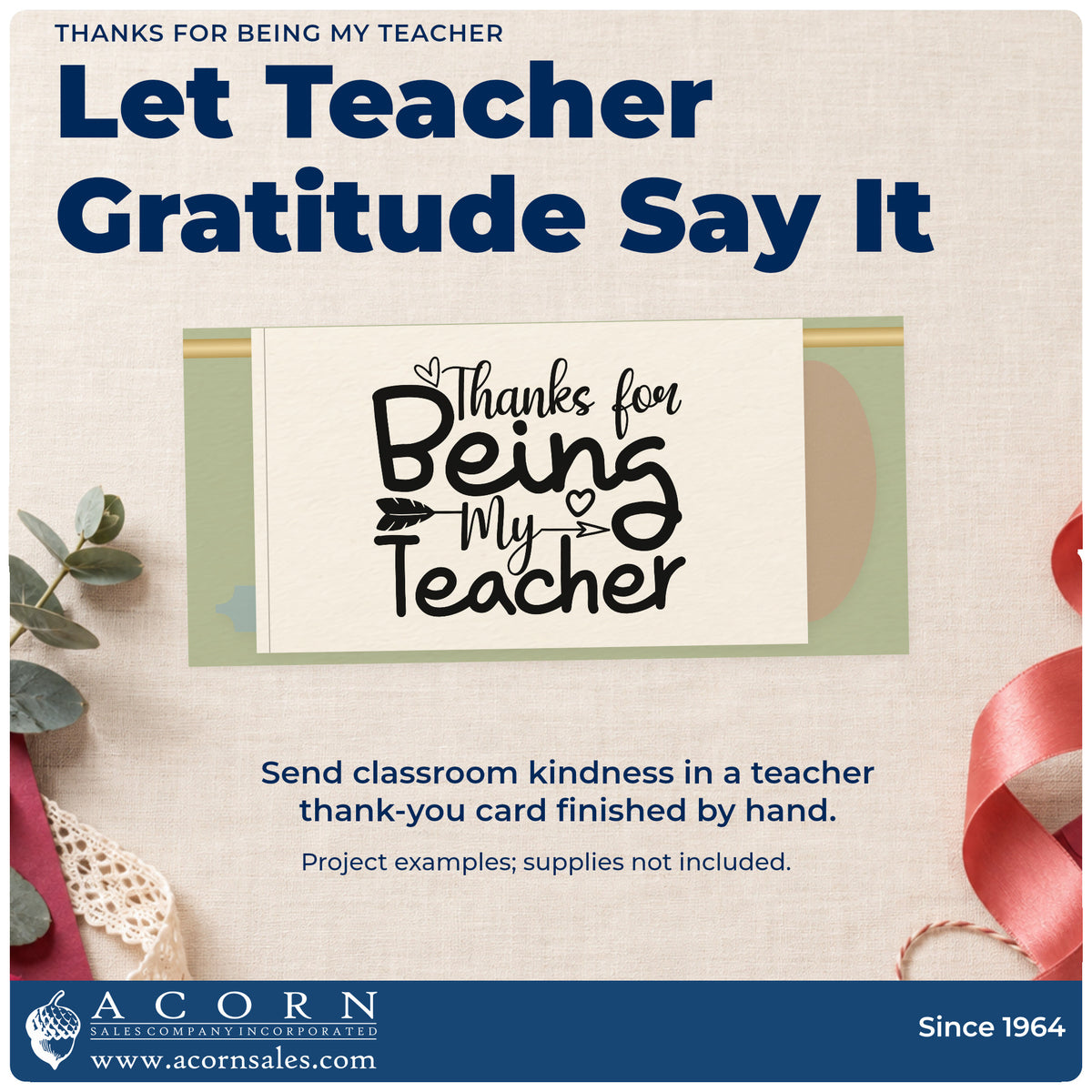 A finished handmade project stamped with the Premium Wooden Thanks For Being My Teacher With Hearts Stamp – Vintage Pro, ideal for writing task tags.