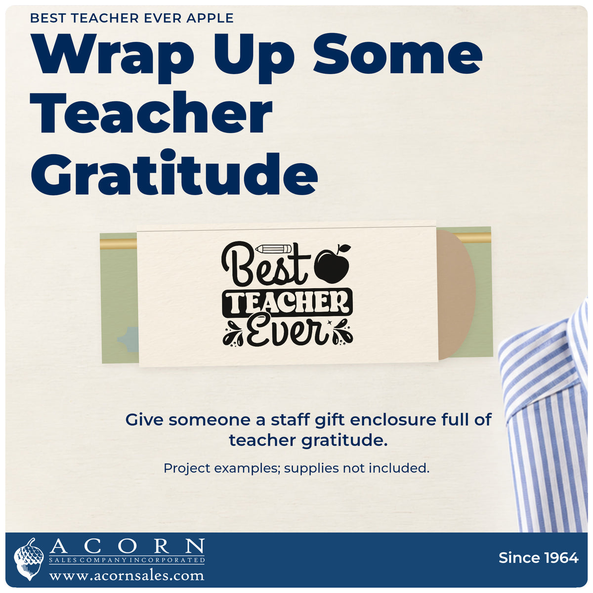 A finished handmade project stamped with the Wood Handle Best Teacher Ever Apple Pencil Motif Rubber Stamp, ideal for speech day tags.