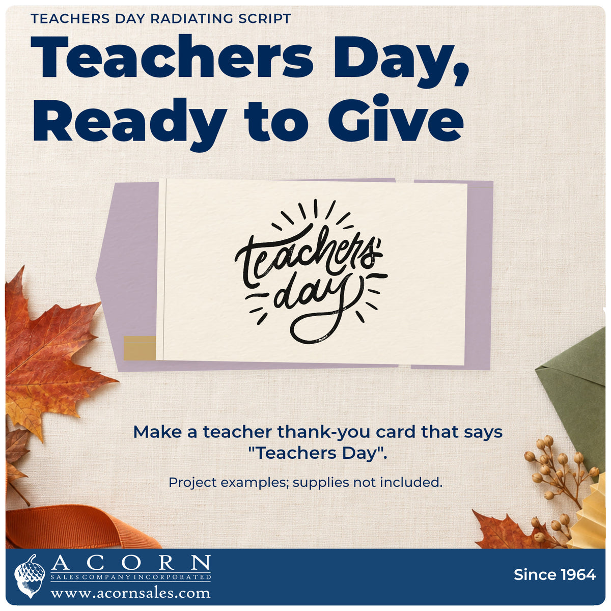 A finished handmade project stamped with the Teachers Day Radiating Script Lettering Craft Stamp – Self-Inking, ideal for whole staff tags.