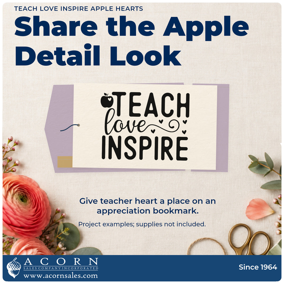 A finished handmade project stamped with the Apple Hearts Teach Love Inspire Premium Wood-Mounted Stamp – Vintage Pro, ideal for seedling gift tags.