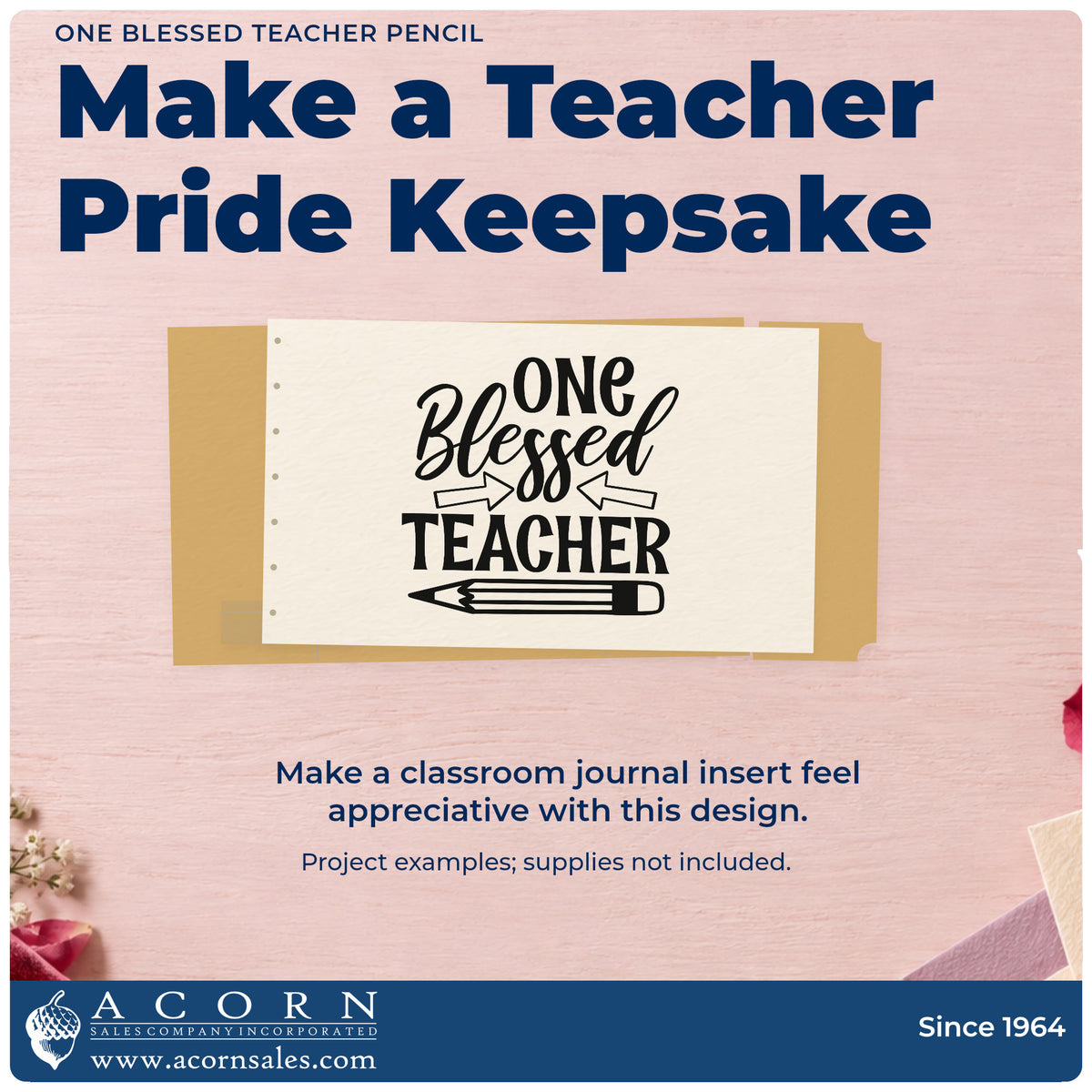 A finished handmade project stamped with the One Blessed Teacher Pencil Self-Inking Stamp, ideal for mission trip tags.