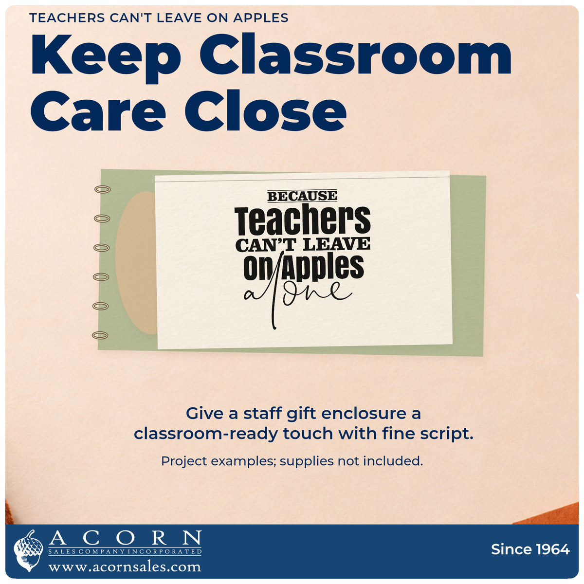 A finished handmade project stamped with the Teachers And Apples Stacked Lettering Wood Handle Stamp, ideal for deli box tags.