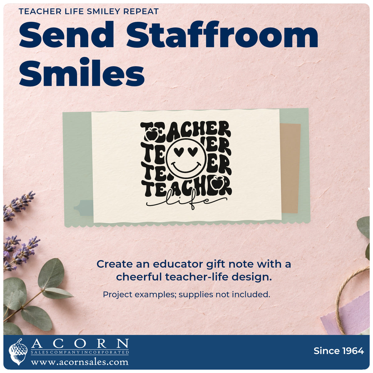 A finished handmade project stamped with the Teacher Life Smiley Repeat With Hearts Duo Hand Stamp, ideal for emoji chart tags.