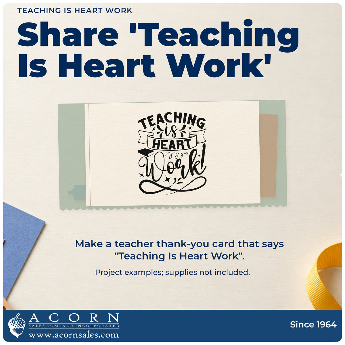 A finished handmade project stamped with the Teaching Is Heart Work Pre-Inked Stamp – PSI, ideal for governor gift tags.