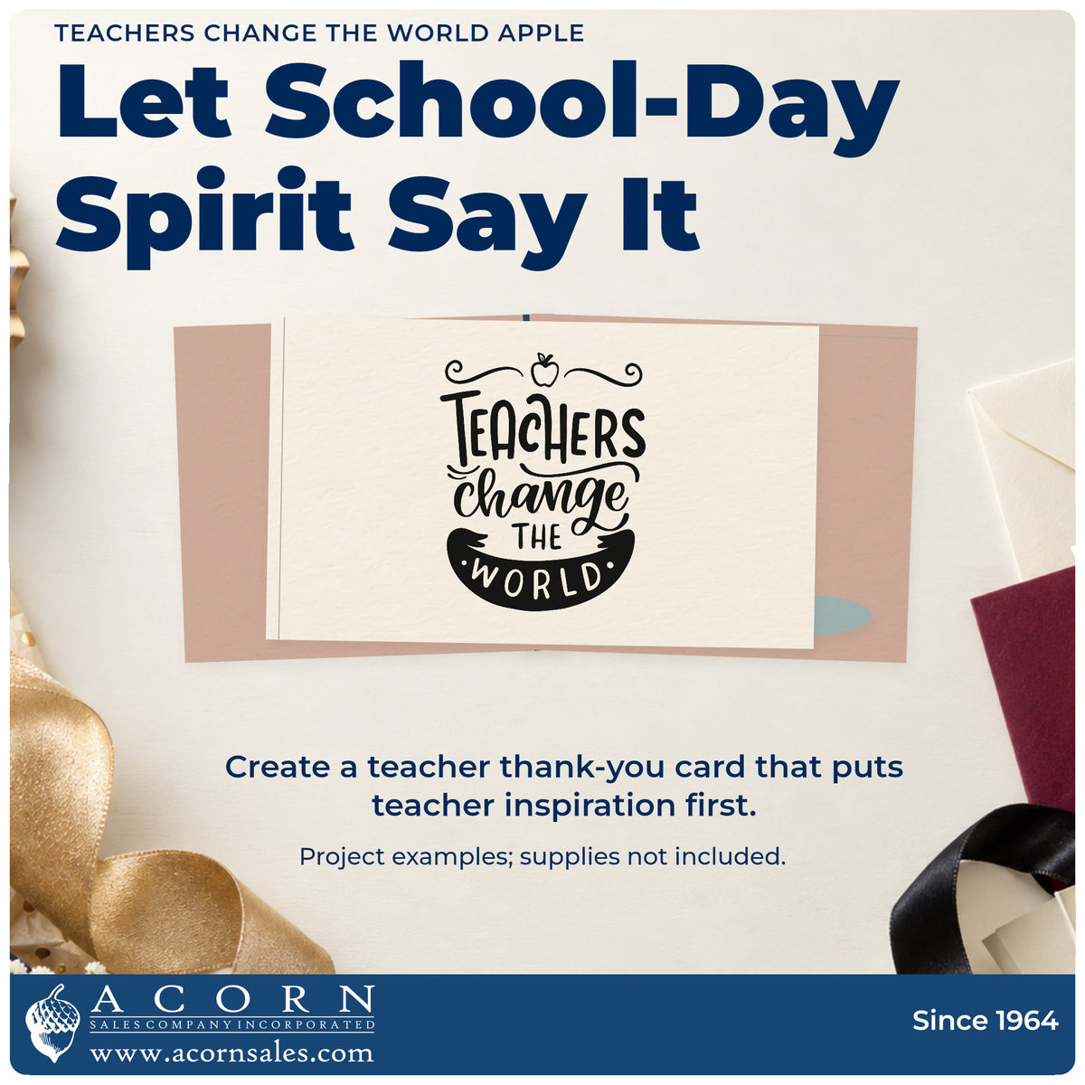 A finished handmade project stamped with the Teachers Change The World Apple Ribbon Lettering Rubber Stamp – Wood Handle, ideal for petition desk tags.