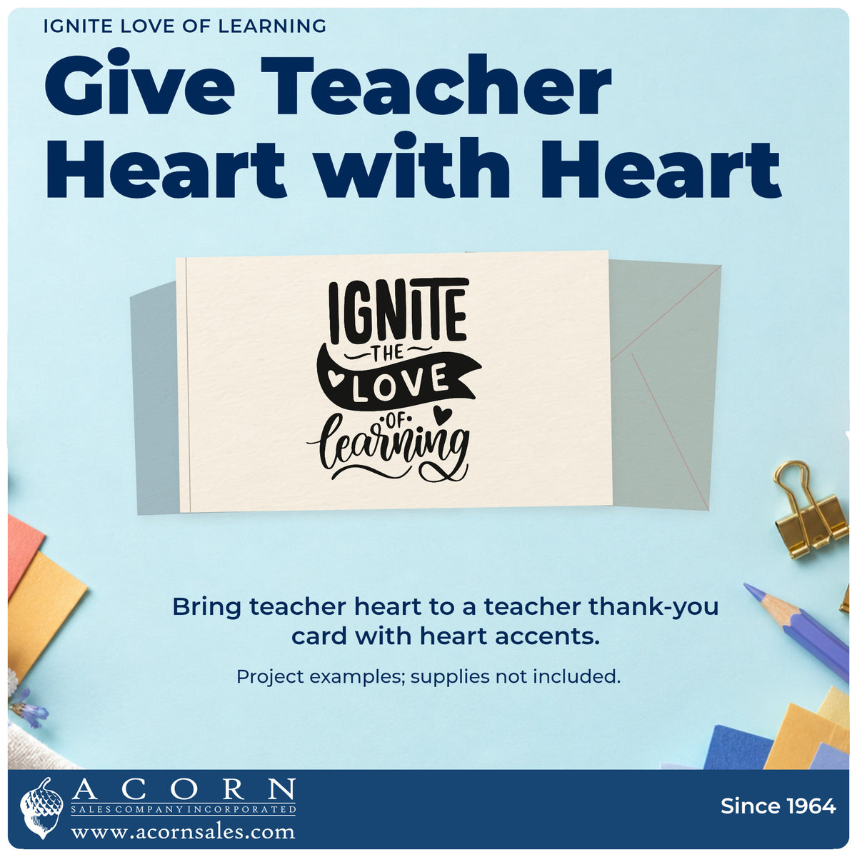 A finished handmade project stamped with the Ignite Love Of Learning Slim Pre-Inked Stamp, ideal for wonder wall tags.