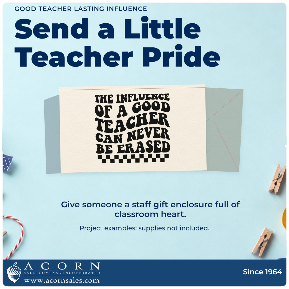 A finished handmade project stamped with the Vintage Pro Good Teacher Lasting Influence Checkers Premium Wooden Stamp, ideal for diner night tags.