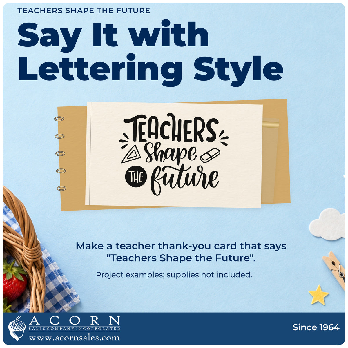 A finished handmade project stamped with the Teachers Shape The Future Stamp – Self-Inking, ideal for workshop kit tags.