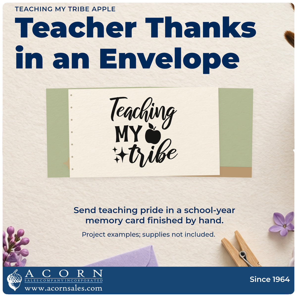 A finished handmade project stamped with the Slim Pre-Inked Teaching My Tribe Apple Stamp, ideal for ambassador tags.