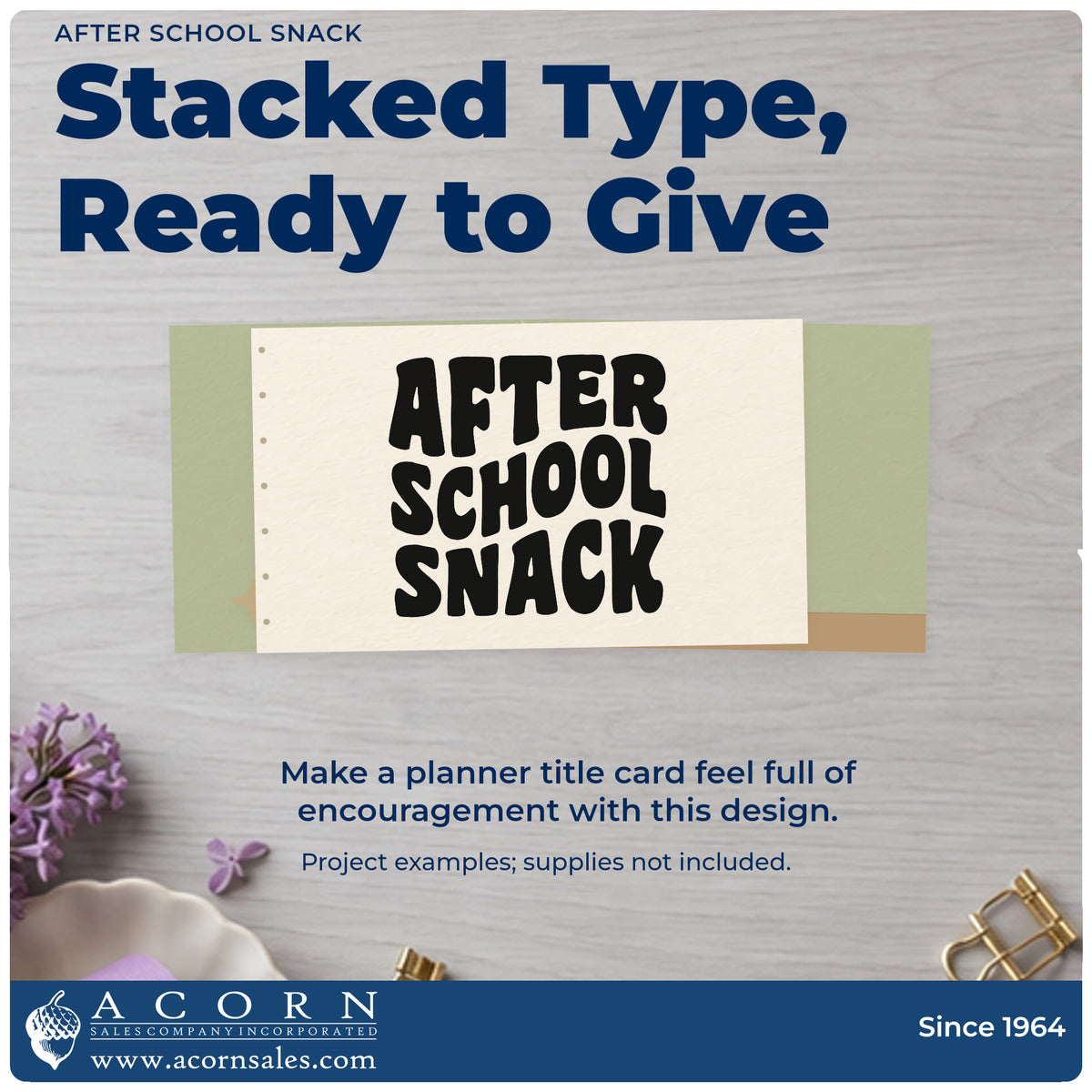 A finished handmade project stamped with the After School Snack Block Lettering Rubber Stamp – Duo Hand, ideal for snack club tags.